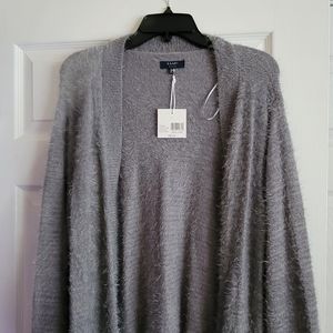 Kaari blue gray so soft long open sweater with pockets